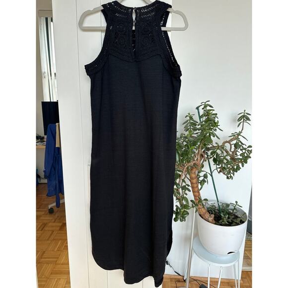LOFT Women's Black Crochet Halter Neck Sleeveless Stretch Midi Dress,Size S,NWOT - Picture 4 of 6